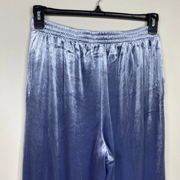 Christian Lacroix Medium Velour Wide Leg Pleated Pants Elastic Waist Light Blue - Picture 7 of 16